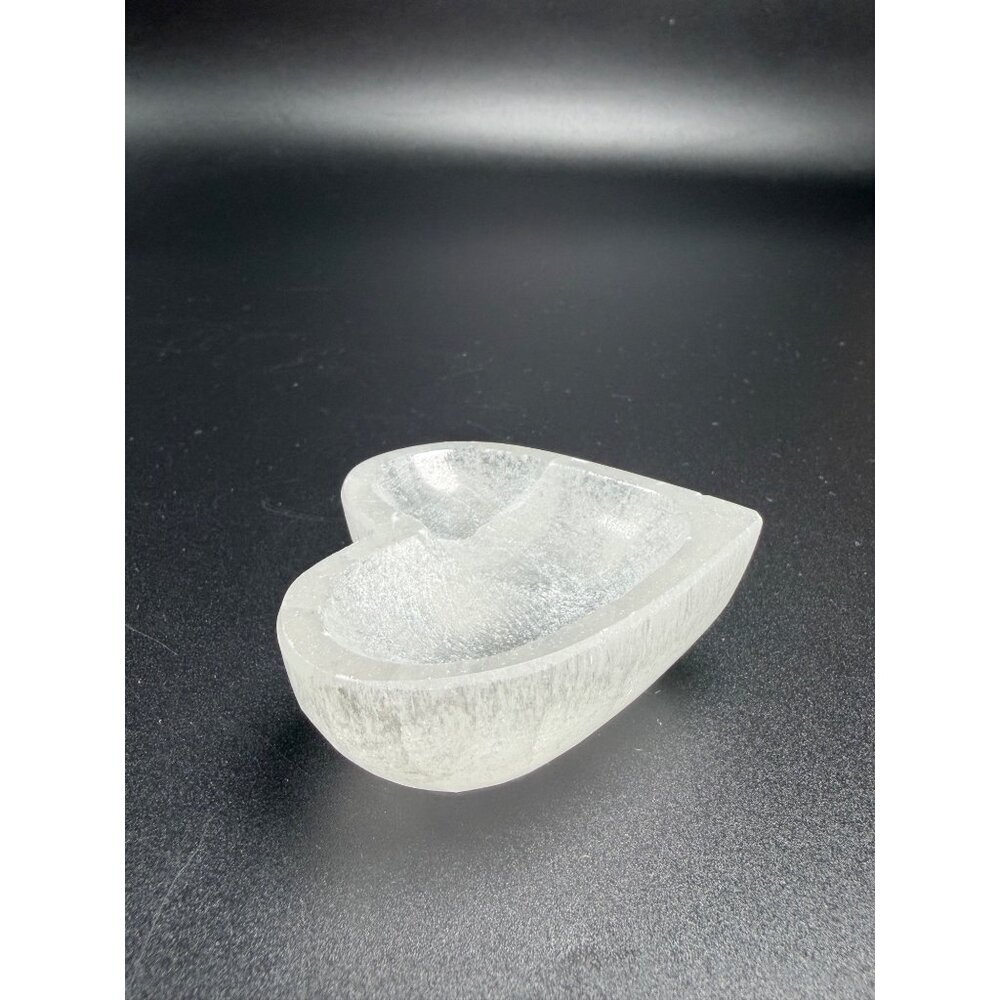 Natural Selenite Heart Charing Bowl Stone Healing Crystal Cleansing 2" 2.8oz - Picture 3 of 10